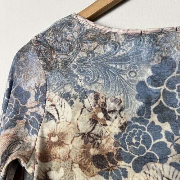 Vintage 90s Y2K Long Sleeve Top Pastel‎ Floral Fairy Embellished Size Medium - Picture 7 of 11